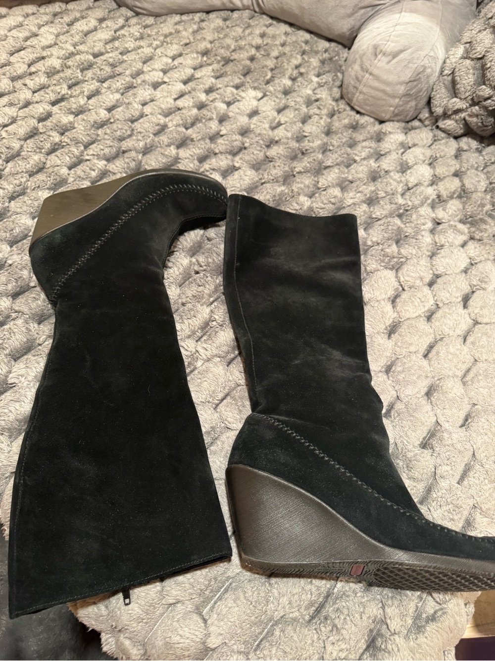 Aeropostale Black Suede Wedge Mid-Calf Boots